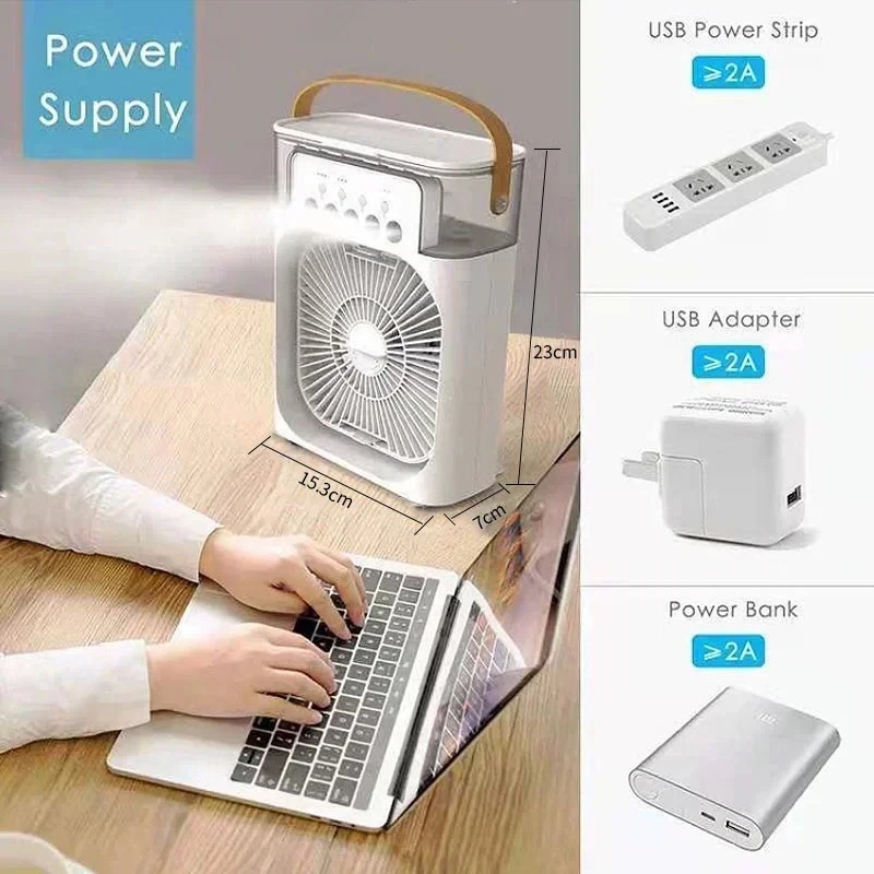 New 3 In 1 Fan AIr Conditioner Household Mini Air Cooler LED Night Light Portable Humidifier Air Adjustment Fan Office Home Fan - Image 5