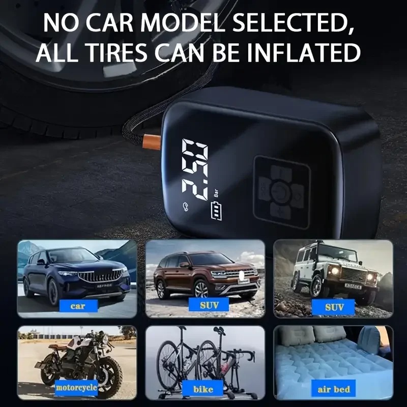 Wireless Car Air Compressor Air Pump Electric Tire Inflator Pump for Motorcycle Bicycle AUTO Tyre with Digital Display - Image 4