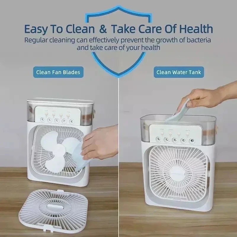 New 3 In 1 Fan AIr Conditioner Household Mini Air Cooler LED Night Light Portable Humidifier Air Adjustment Fan Office Home Fan - Image 2
