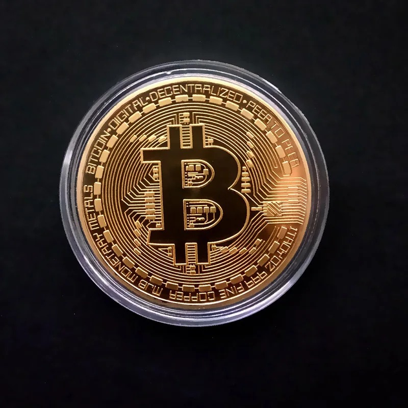 Gold Plated Bitcoin Coin Collectible Art Collection Gift Physical Commemorative Casascius Bit BTC Metal Antique Imitation - Image 2