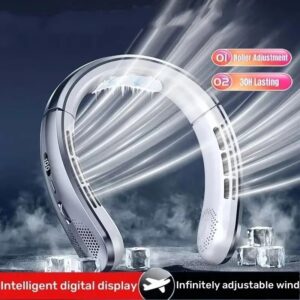 2025 USB Hanging Neck Fan Portable Bladeless Mini Rechargeable Mute LED Digital Display Electric Air Cooler For Sport
