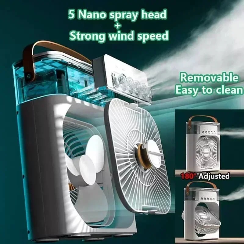 3 In 1 New Fan Air Conditioner Household Small Air Cooler LED Night Light Portable Humidifier Air Adjustment Fan Office Home Fan - Image 4