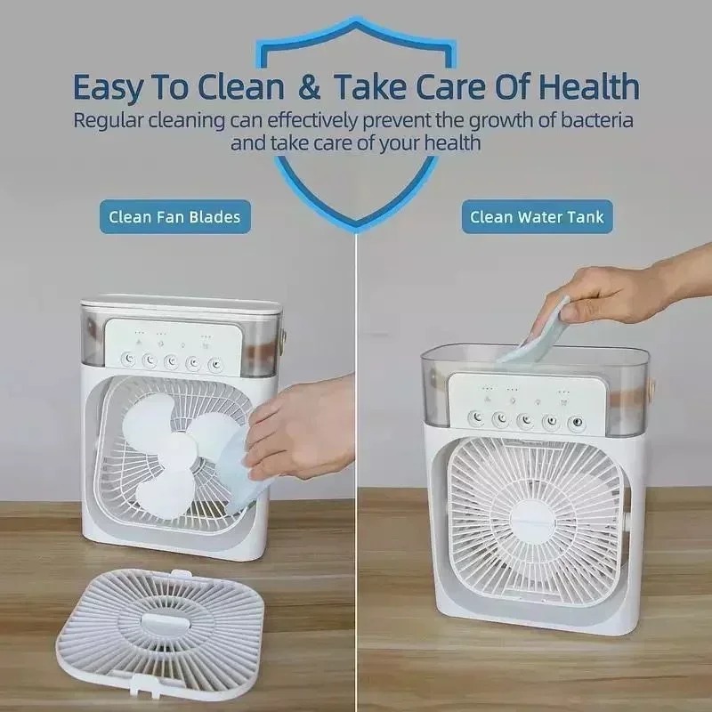 3 In 1 New Fan Air Conditioner Household Small Air Cooler LED Night Light Portable Humidifier Air Adjustment Fan Office Home Fan - Image 6